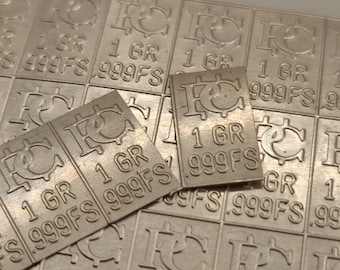 999 Silver Bars 1 Grain each. 3 Total, Snaps Apart
