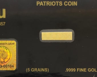 Gold Bar That Breaks into 5 One GR Bars Gold Bullion .9999 Gold Stamp Trading Card Precious Metal Gold Grain Bars Gold Bar Free Silver
