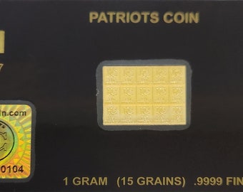 1 Gram Gold Bar Breaks into 15 One GR Bars Gold Bullion Precious Metal AG Gold Stamp Gold Trading Card Free Silver Bullion Bar Included