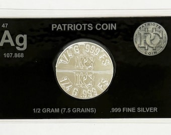 Patriots Coin Trading Card  with .5 Gram Silver Round