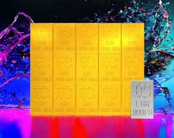 1 Gram Gold Bar Snaps into 15 One-Grain Bars + Free Silver Piece - Unique Gift