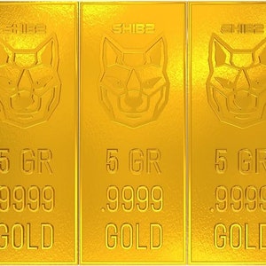 Crypto Currency Gold Bars, Pure .9999 Gold Bullion SHIB2 Collection Three 1 Gram Gold Bars, Fractional Gold One Gram Gold Bars for Trading