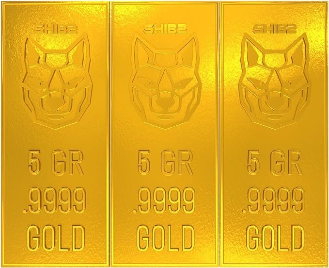 Barras de ouro de criptomoeda, barras de ouro puras .9999 Coleção SHIB2 três barras de ouro de 1 grama, ouro fracionário barras de ouro de um grama para negociação