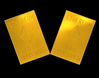 ETH Gold Snap Bar Breaks into Two 7.5 GR Bars Gold Bullion Precious Metal AG Gold Stamp Free Silver Bar Included!! Ethereum Gold Bar Crypto