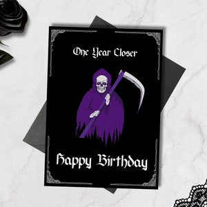 Carte d'anniversaire imprimable Death Ripper, cadeau gothique, carte gothique 5 x 7, carte de voeux