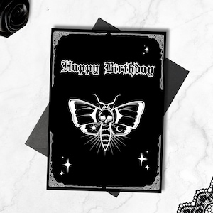 Printable Butterfly Gothic Birthday Card, Goth Gift, Gothic Card 5x7, Greeting Card