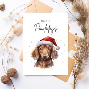 Carte imprimable teckel Happy Pawlidays, cartes de Noël 5 x 7, téléchargement numérique, kit de fabrication de cartes, lot