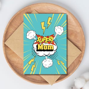 Cartes pop art fête des mères | Cartes postales imprimables pour maman - Quatre modèles | Téléchargement instantané