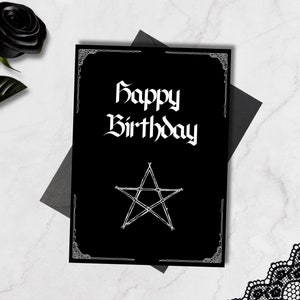 Printable Pentagram Gothic Birthday Card, Goth Gift, Card 5x7, Greeting Card