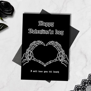 Gothic Skeleton Heart Valentine&#39;s Day Card (Digital Download)