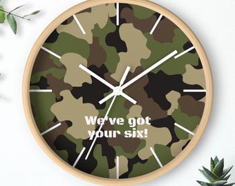 Personalized Military Wall Clock, Army Style Wall Decor, Veteran Gift