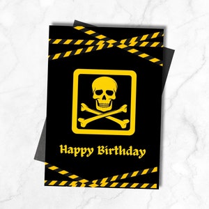 Printable Skull Birthday Card, Gothic Gift, Goth Card 5x7, Greeting Card