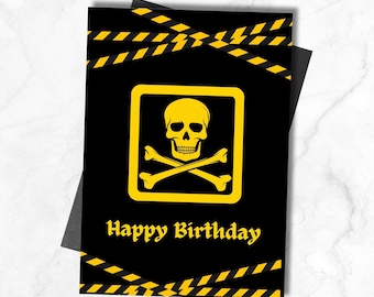 Gothic Skull Birthday Card, Printable Goth Greeting (5x7) (Digital Download)