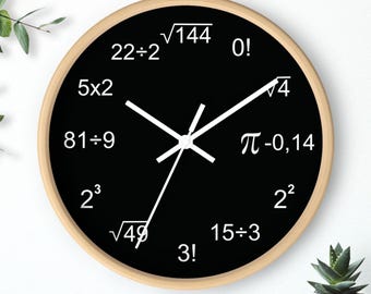 Math Equation Clock: Math Teacher Gift, Geeky Classroom Decor