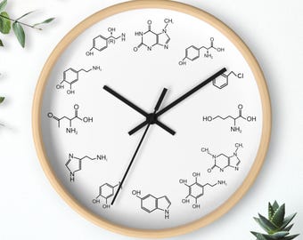 Chemistry Clock: Science Classroom & Lab Decor, Organic Chemistry Molecules