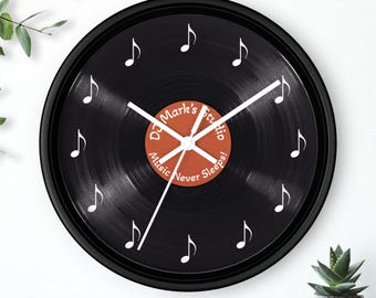 Personalized Vinyl Record Wall Clock: Custom Music Lover Gift, Music Studio Decor