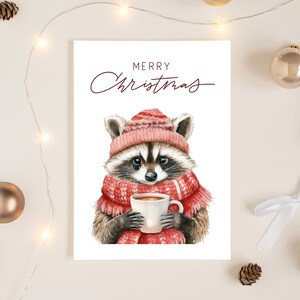 Conjunto de 8 cartões de Natal para impressão com ilustrações em aquarela, cartões de felicitações 5x7, kit para fazer cartões, pacote para download digital