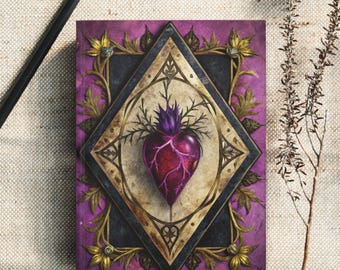 Witchy Gothic Journal – Sacred Heart Grimoire, Dark Fantasy Notebook, Vintage Baroque Book