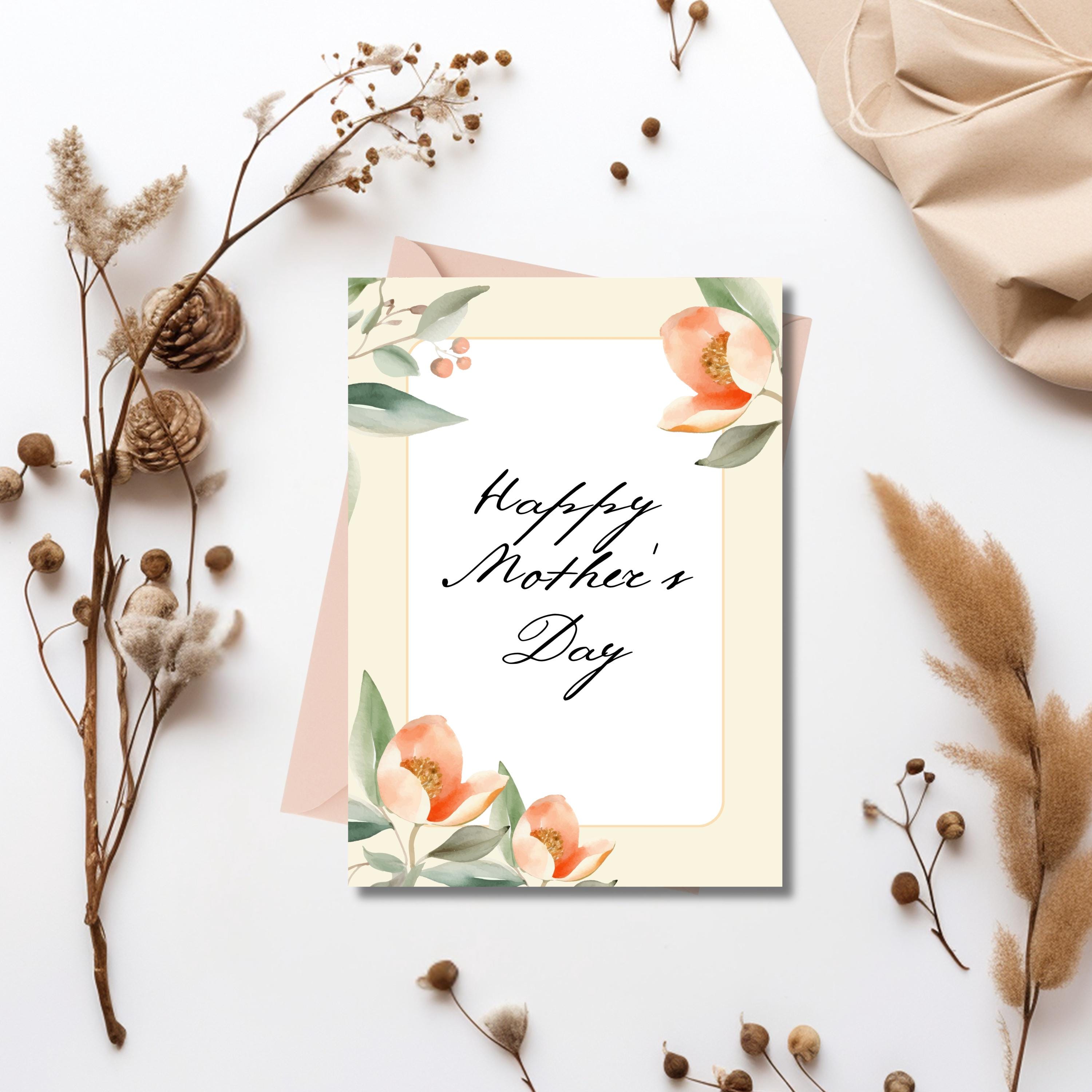 4 Printable Mother’s Day Cards With Watercolor Flowers, DIY Card Kit - Etsy