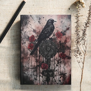 Black Raven and Red Roses Gothic Journal, Custom Gothic Notebook, Custom Dark Vintage Book, Goth Custom Cover Journal