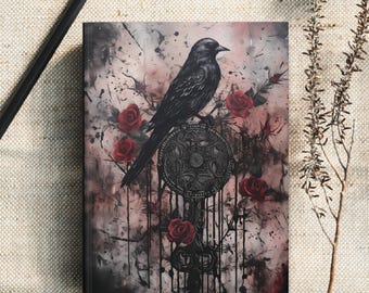 Black Raven Gothic Journal: Red Roses Vintage Notebook