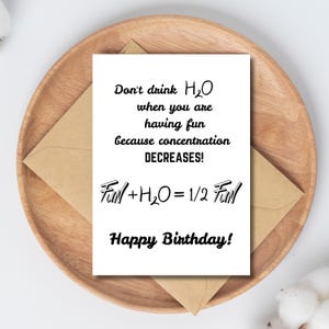 Humour de laboratoire de carte de chimie imprimable de carte d'anniversaire de science drôle pour des scientifiques, des professeurs, des étudiants téléchargement immédiat