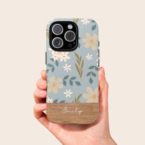 Personalized Floral Phone Case For iPhone Custom Name Phone Case For Samsung Cute Flower Tough Case for Her