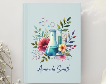 Personalized Floral Chemistry Notebook, Science Teacher Gift, Personalized Journal