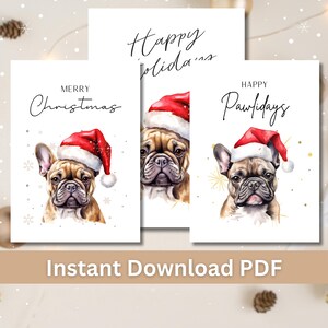 Französische Bulldogge Weihnachtskarten, 13x18, Grußkarten, zum ausdrucken, digitaler Download, Kartenherstellung Kit, Bundle