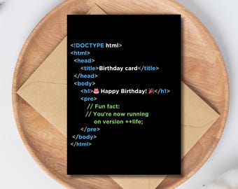 Programmierer Geburtstagskarte Druckbares Geschenk für Programmierer, Programmierer, Tech-Liebhaber | Sofort Download