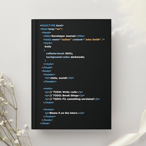 Custom Coder Notebook Unique Geeky Gift for Programmer, Intern or Developer Tech Journal for Coworker