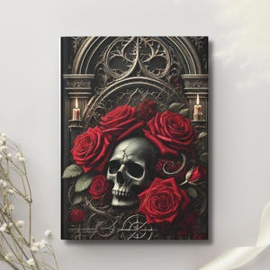 Gothic Journal Skull & Red Roses Gothic Notebook Custom Dark Vintage Book Goth Custom Cover