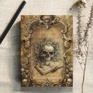 Gothic Skull Journal: Vintage Goth Notebook, Dark Academia Writing Book, Macabre Gift
