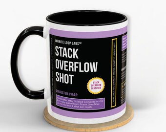 Stack Overflow Shot Coffee Mug: Funny Coding Gift