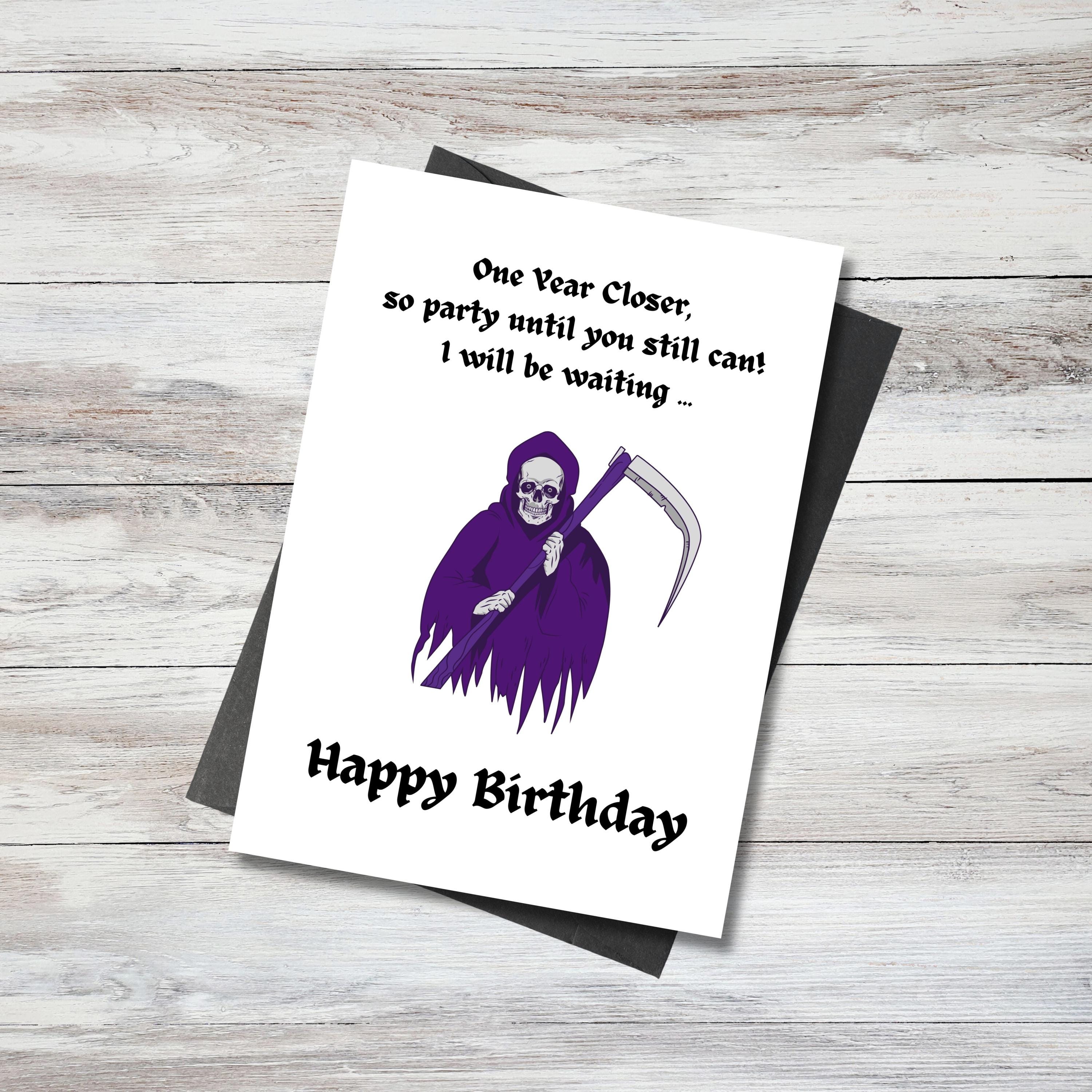 Printable Gothic Death Ripper Birthday Card 5x7, Dark Humor (digital ...
