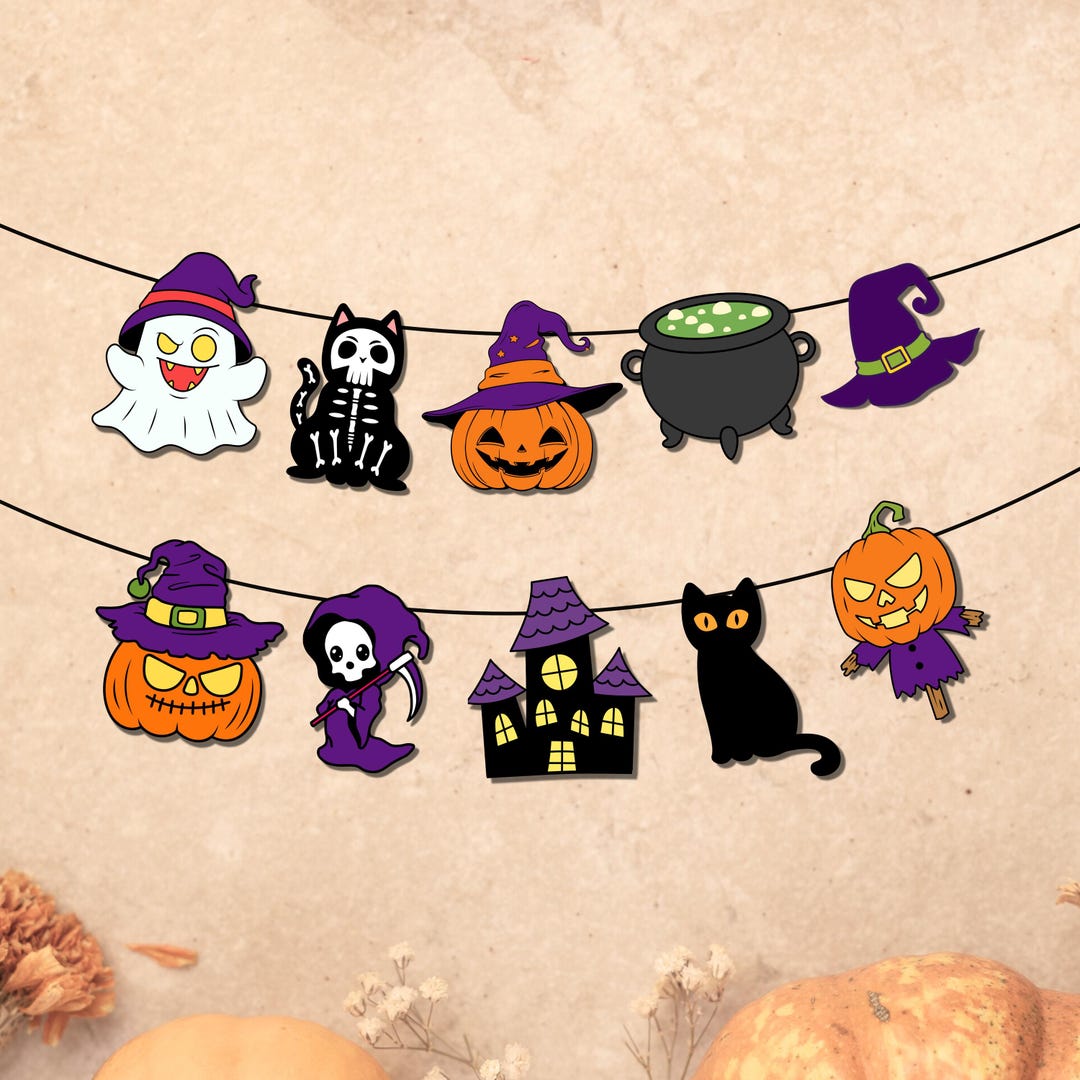 Halloween Garland: Printable Spooky DIY Party Banner (digital Download ...