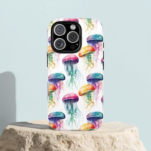 Jellyfish iPhone Case Watercolor Summer Phone Cover Colorful Sea Life Aesthetic Phone Case For Samsung Cute Tough Phone Case