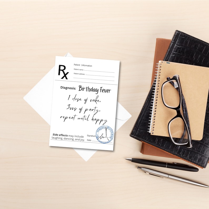 Funny Prescription Birthday Card: Rx Party Card (with Printable ...