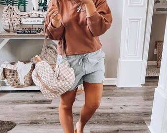 Checkered Backpack With Coin Wristlet (Off White or Brown)