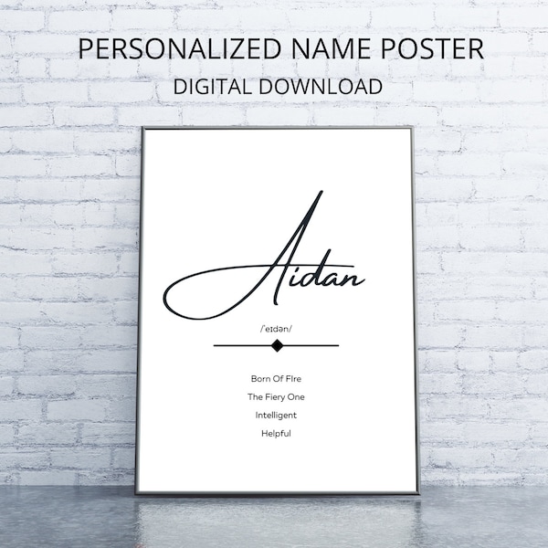 Custom Name Print, Nursery Sign Printables, Baby Name Meaning,  Instant Digital Downloads