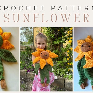 Zonnebloem gehaakt knuffelpatroon. Prachtig amigurumipatroon. Haakpatroon voor pasgeborenen. Gehaakte zonnebloemdeken. Patroon-pdf