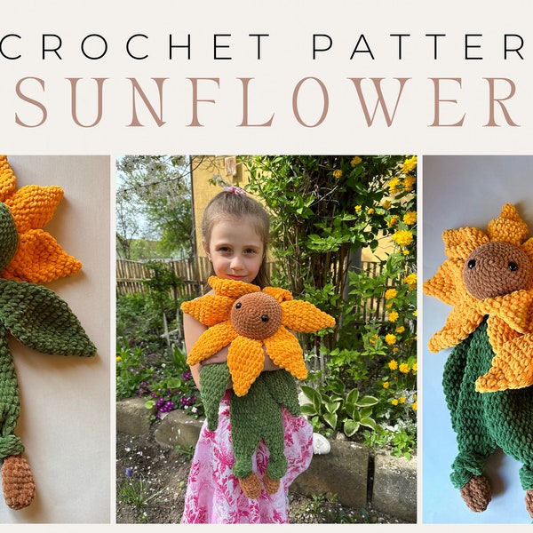 Sunflower crochet snuggler pattern. Lovely amigurumi pattern. Newborn crochet pattern. Crochet Sunflower blanket. Pattern PDF