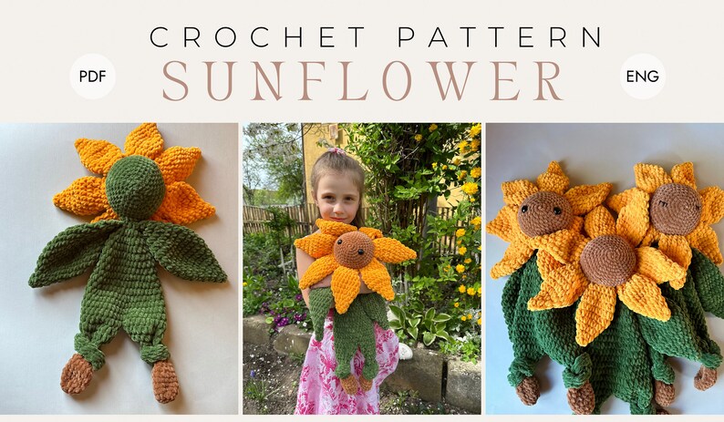 Sunflower crochet snuggler pattern. Lovely amigurumi pattern. Newborn crochet pattern. Crochet Sunflower blanket. Pattern PDF zdjęcie 1