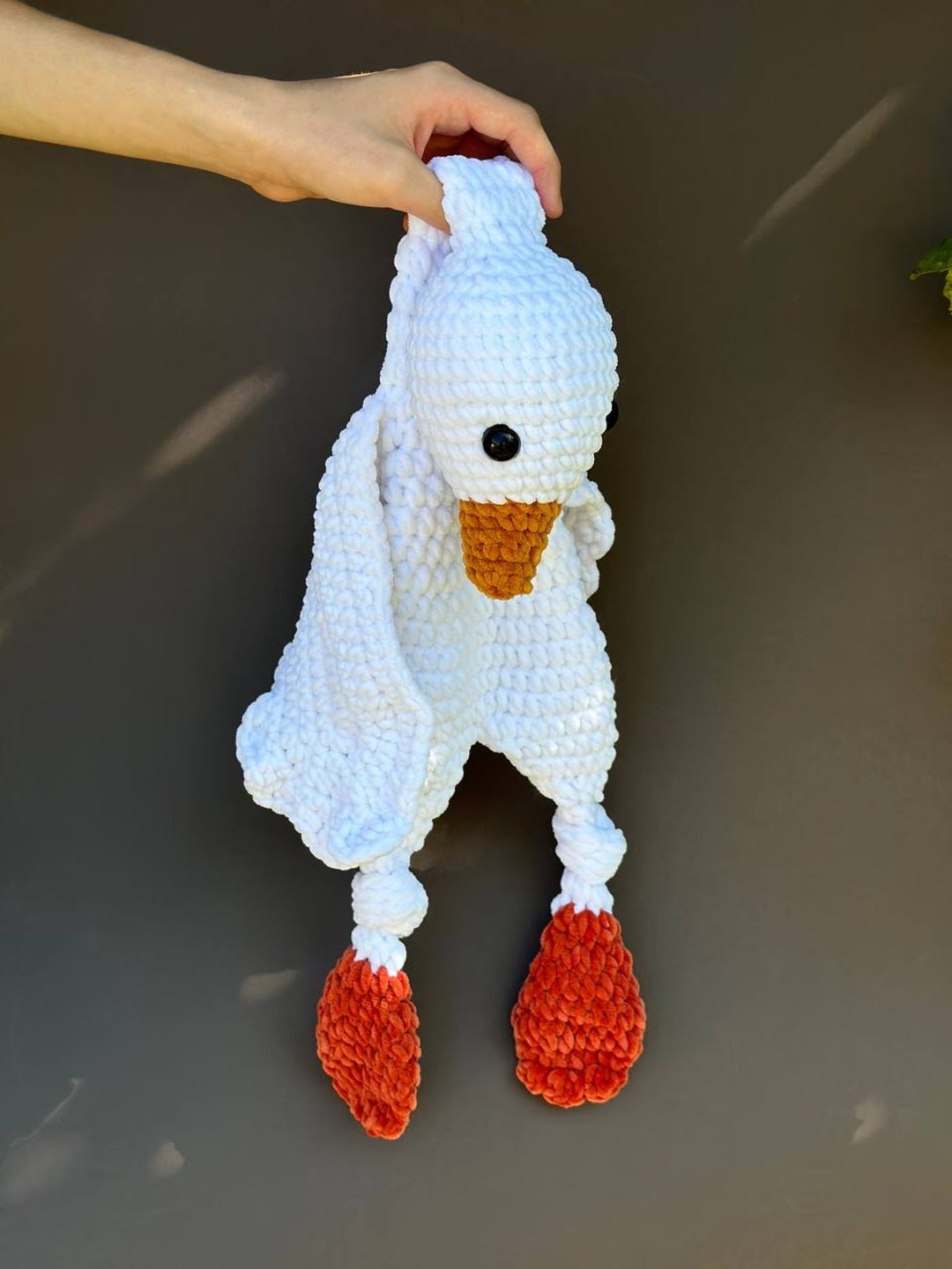 Plush Goose Toy, Fluffy Goose, Stuffed Goose Snuggle Lovey, Amigurumi