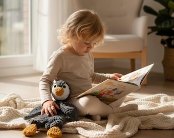 Motif pingouin Lovey au crochet PDF | Couverture de sécurité pour bébé Amigurumi | Tutoriel facile pour le nouveau-né