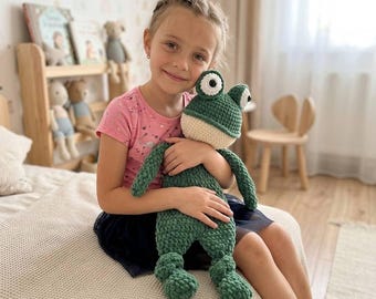 Patrón de crochet para arrullo de rana (PDF, 3 idiomas)