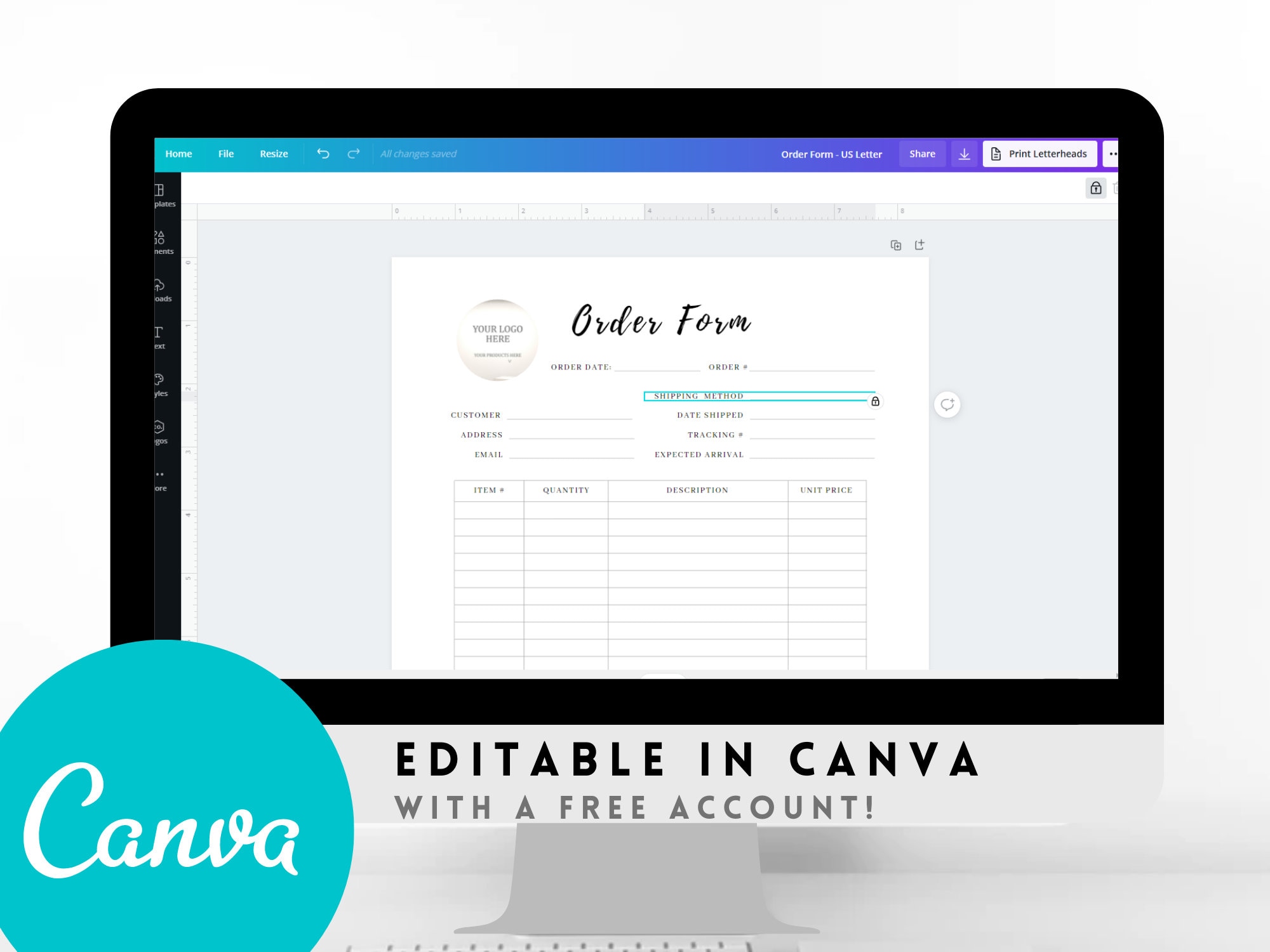 Order Form Template Canva Order Tracking Custom Order Form My Order