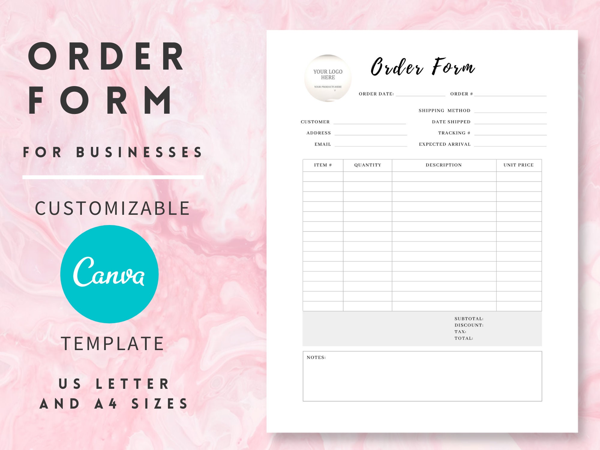 Order Form Template Canva Order Tracking Custom Order Form My Order ...