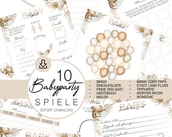 Baby Party Set 10 German games to print out