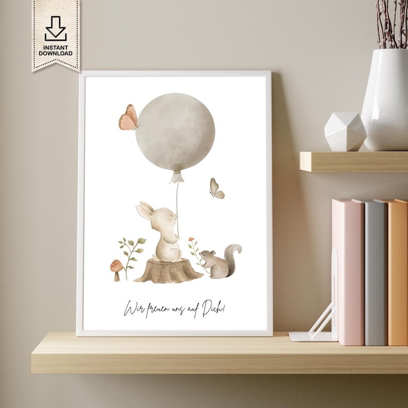 Babyparty Gästebuch mit Luftballon